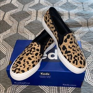 Keds leopard slip ons size 7.5